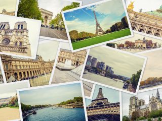 Collage France Paris. Selective focus.