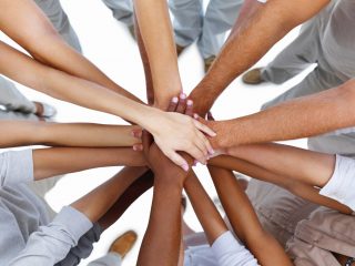 Hands overlapped-showing unity